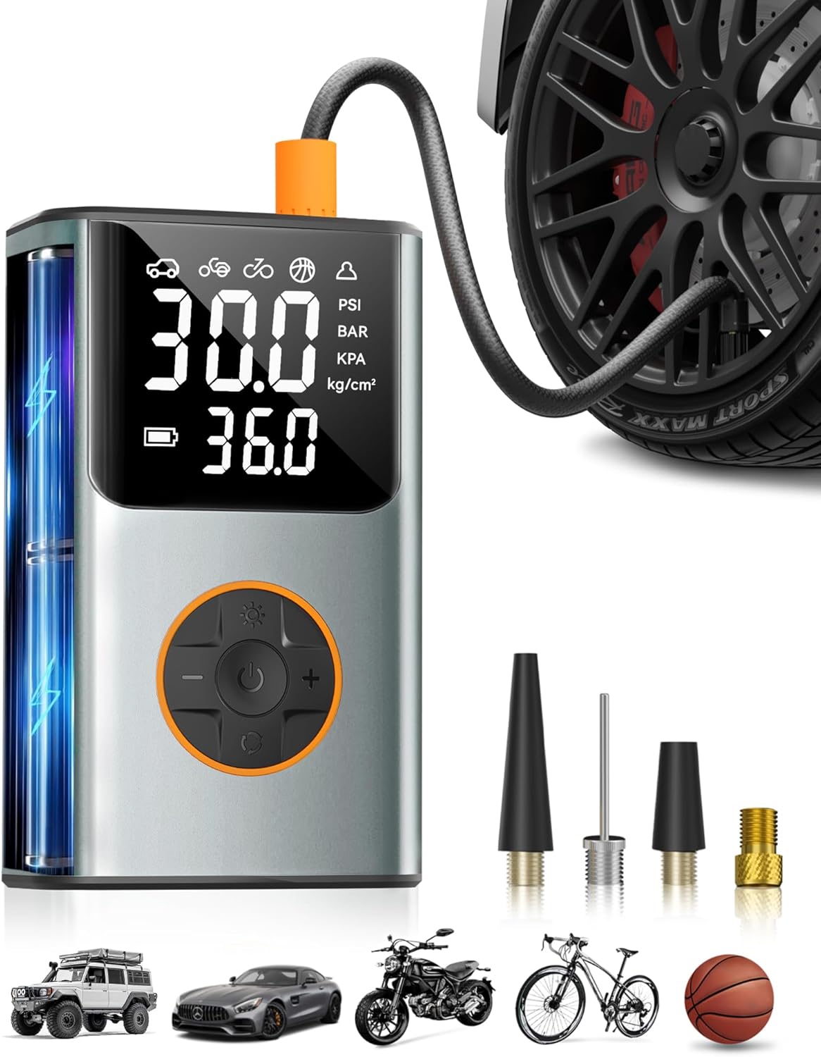 Compact Tire Inflator 150PSI - Easy Pressure Monitoring, OFISPEED