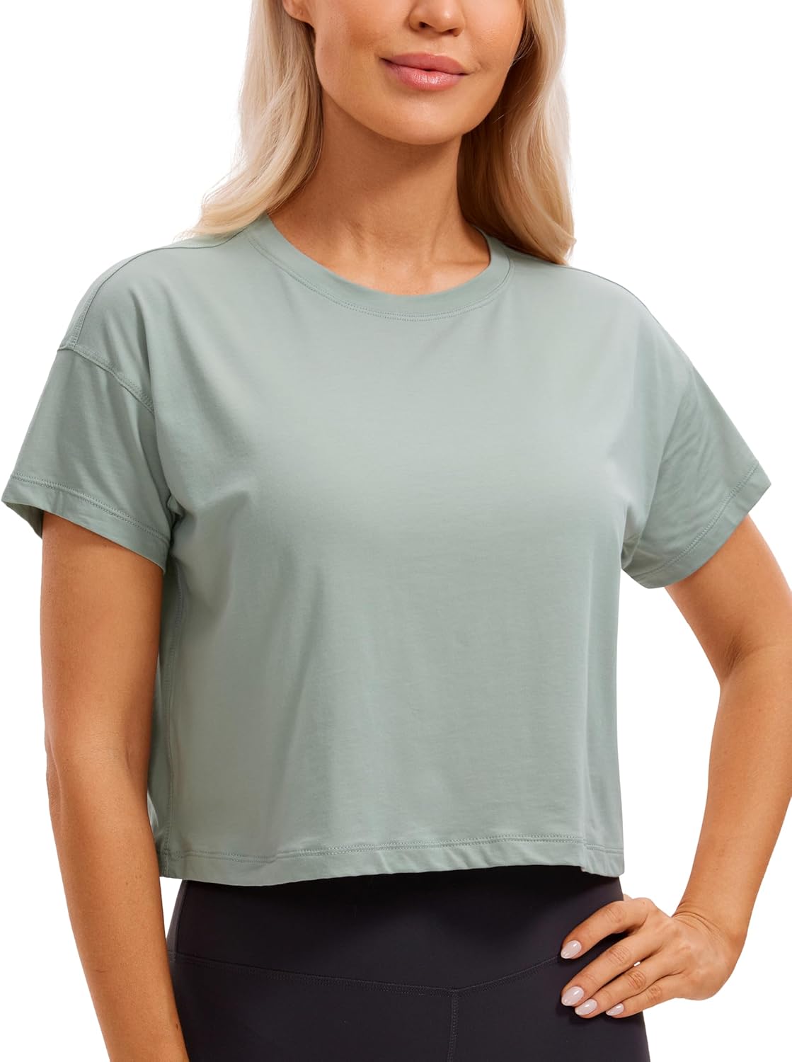 CRZ YOGA Pima Cotton Crop Top - Comfort for Workouts