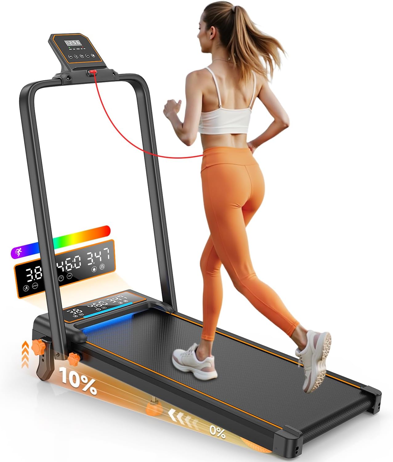Treadmill Walking Pad with 10% Incline for Home Fitness