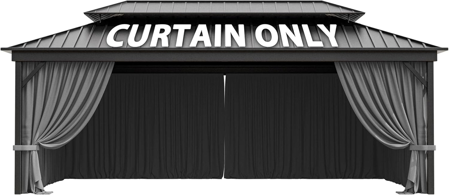 12ftX 20ft Gazebo Curtains Waterproof with Double Zipper Design