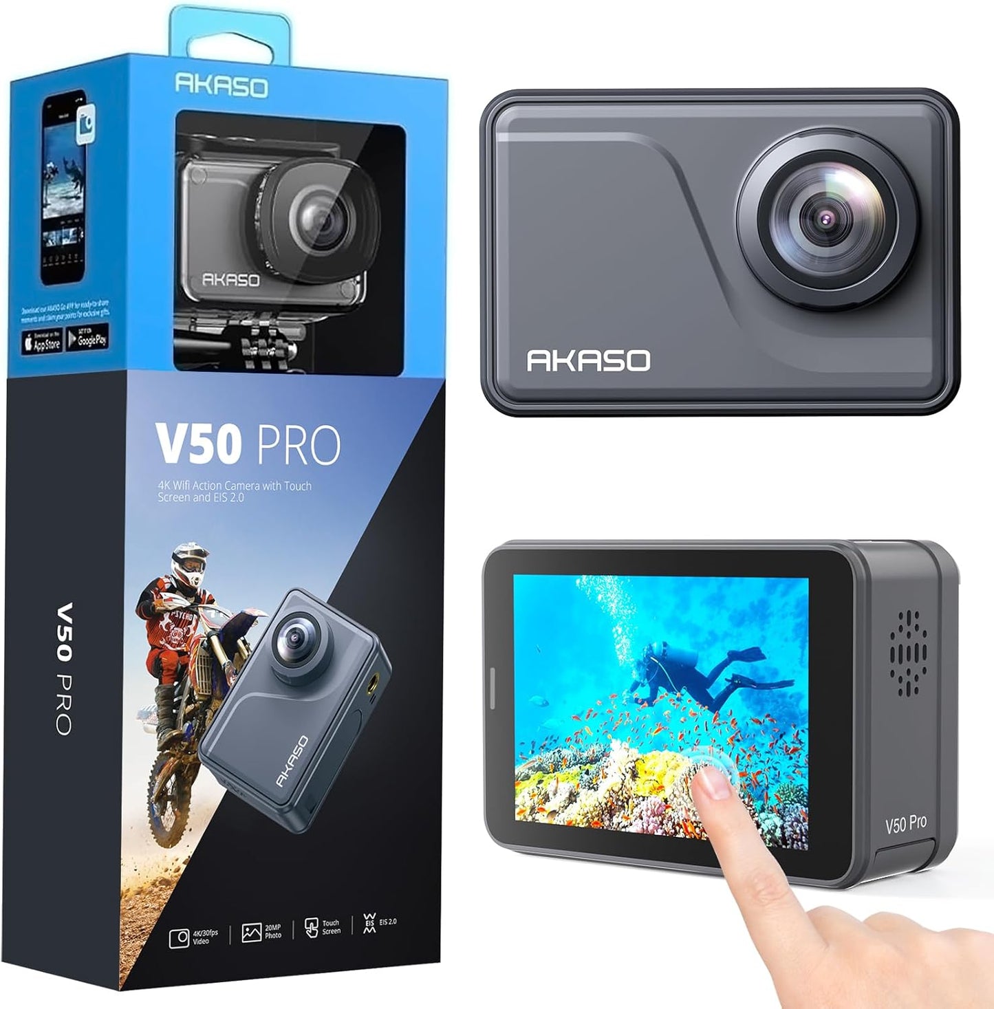 AKASO V50 Pro 4K Action Cam - EIS, Waterproof, WiFi