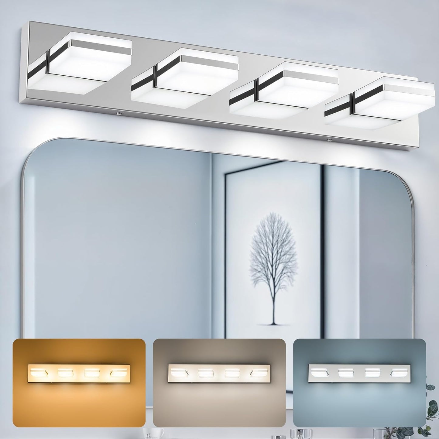 VONLUCE 4-Light Modern LED Bathroom Vanity Light Fixture