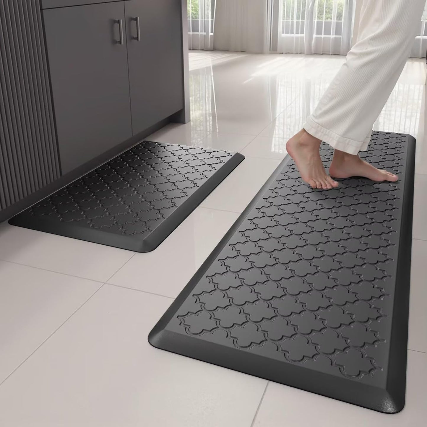 Kitchen Mats for Floor - Anti Fatigue Cushioned Rugs Set of 2