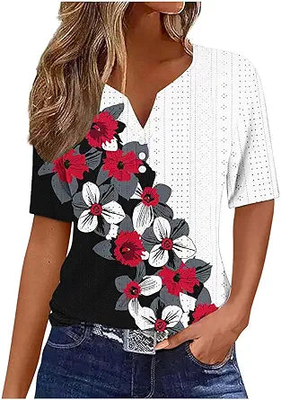 Womens Summer Tops Eyelet Cold Shoulder Shirt for Vacation