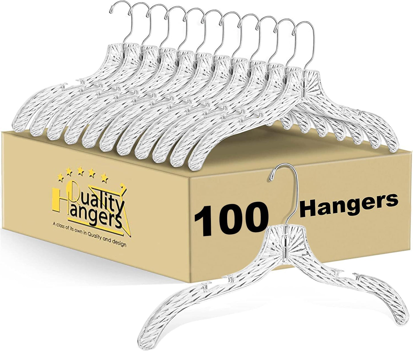 Clear Cut Plastic Hangers 100 Pack for Shirts Coats Dresses