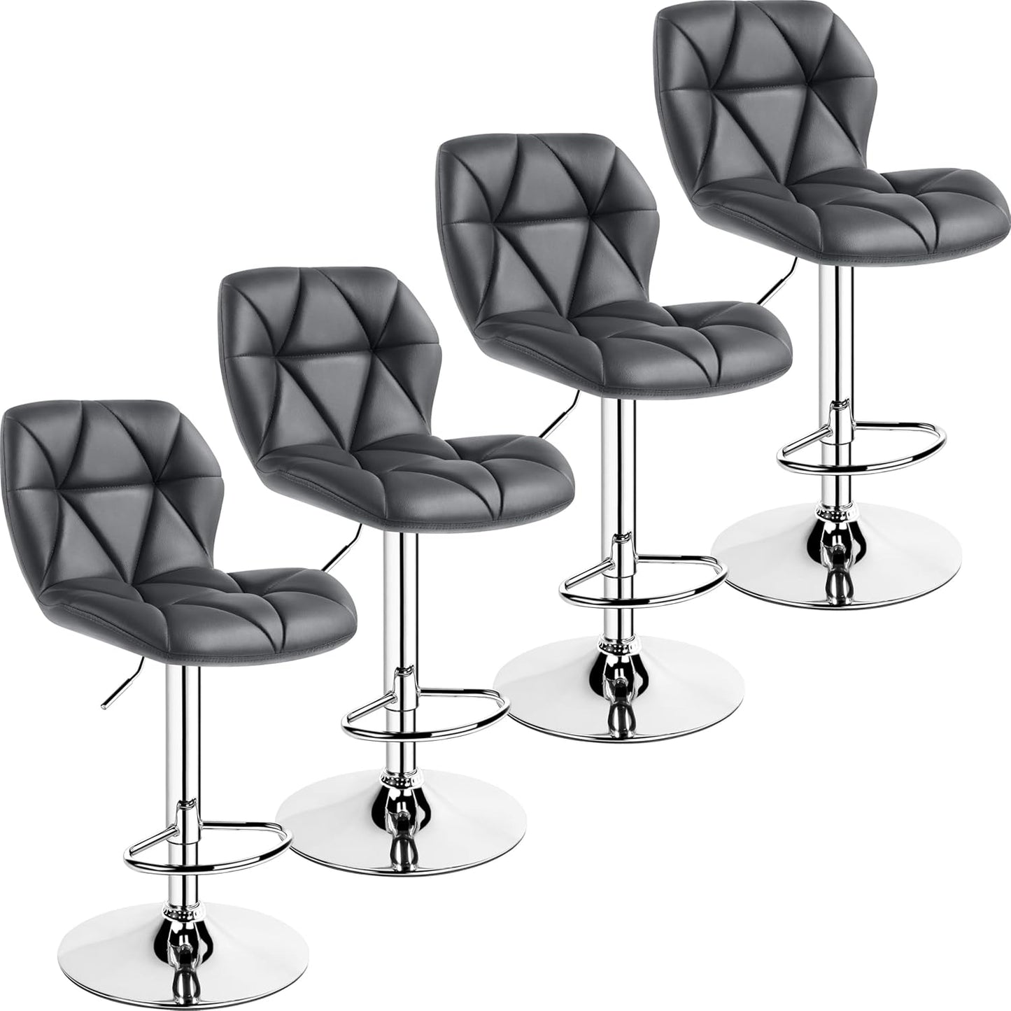 Yaheetech Adjustable PU Leather Swivel Bar Stools Set of 4