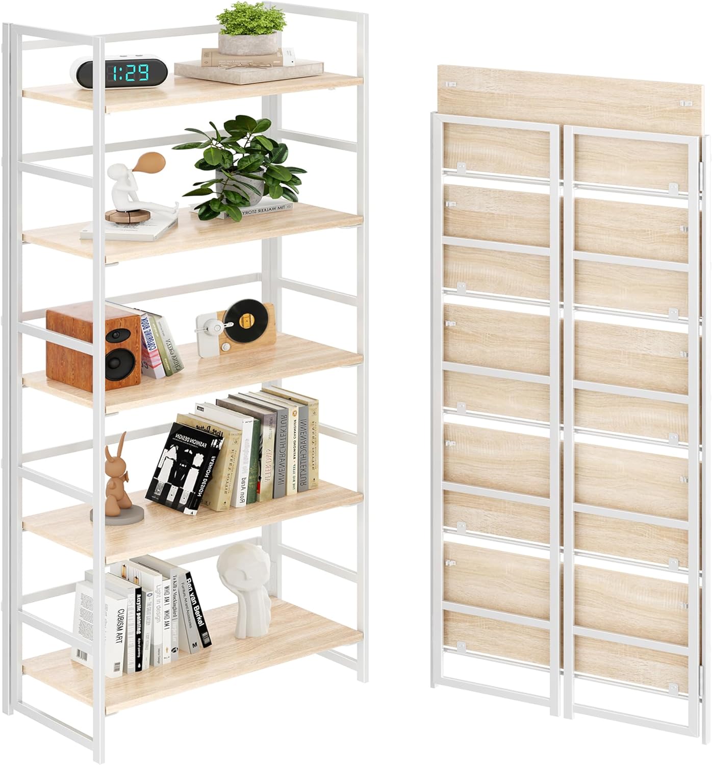 BHG Vintage Multifunctional Folding Bookshelf for Home Office
