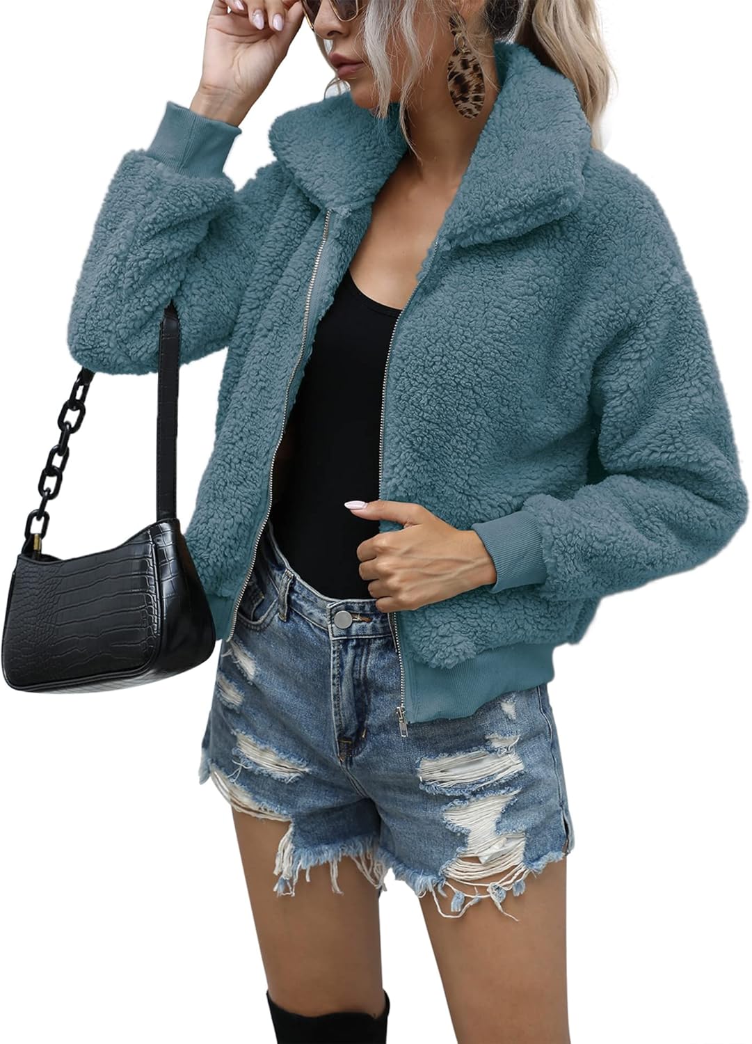 AKEWEI Women's Short Faux Fur Coat for Warm Winter Style