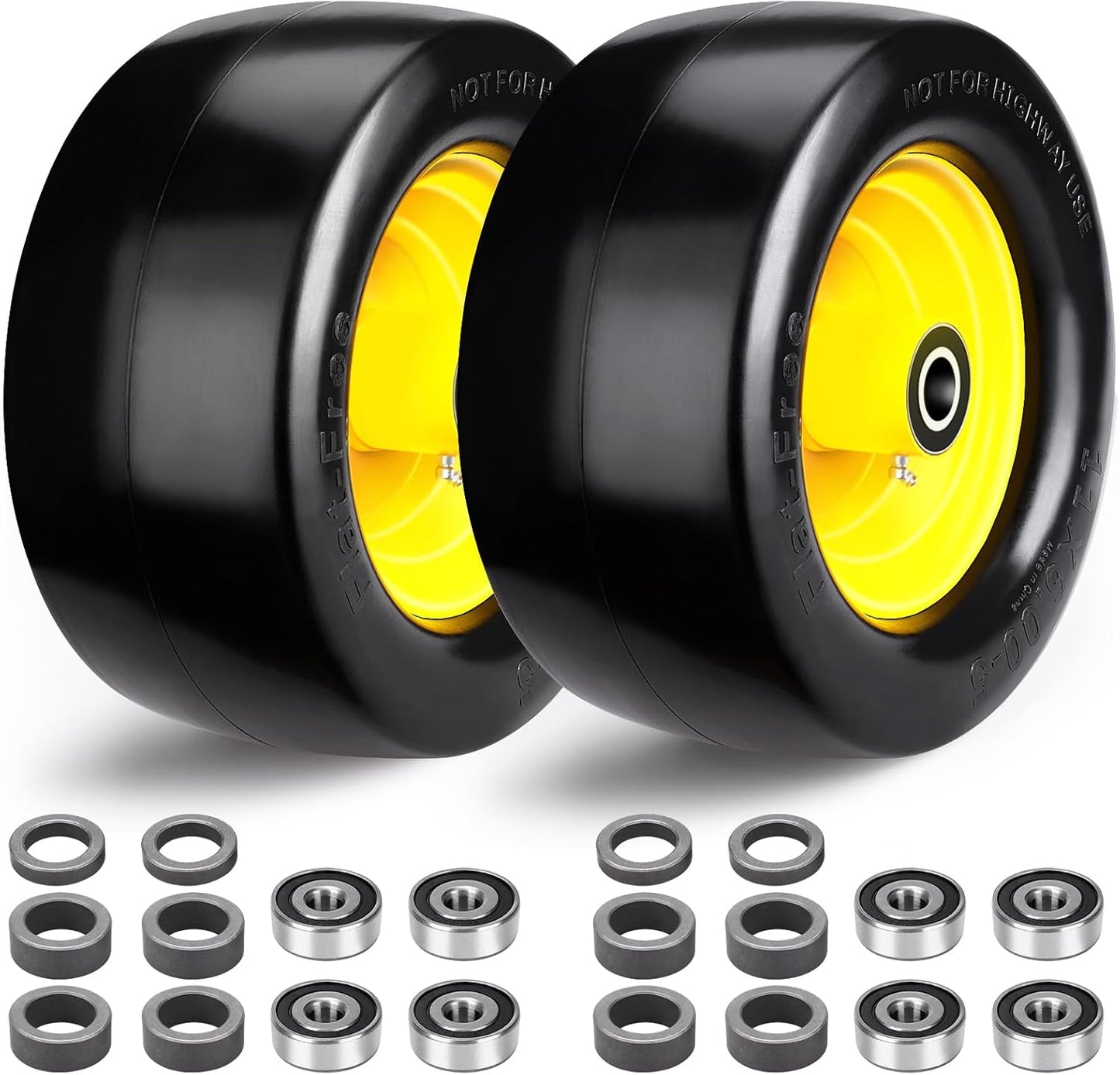 Upgrade 11x6.00-5 Flat Free Tire Assembly for Lawn Mowers