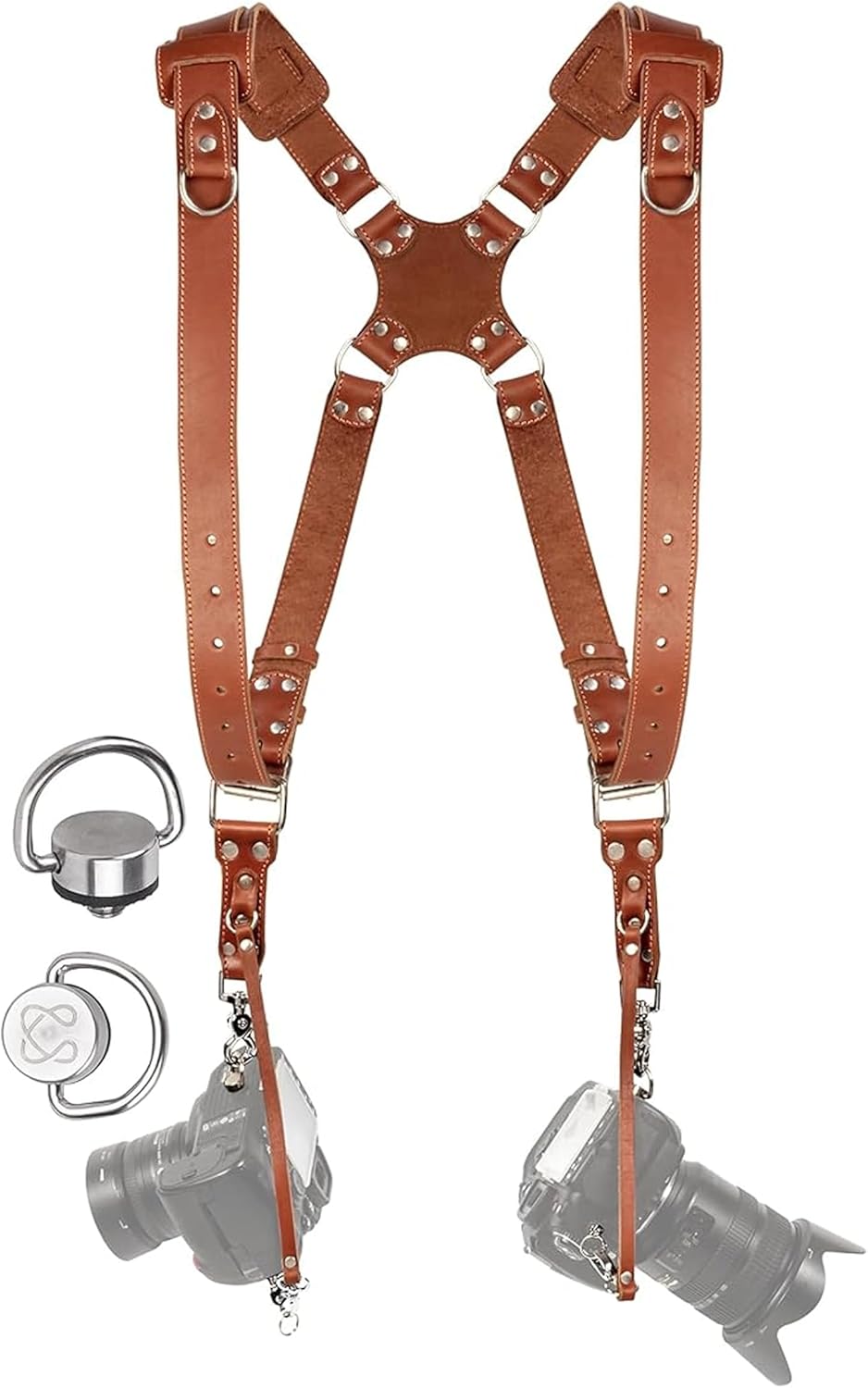 Dual Shoulder Leather Camera Harness for 2 Cameras - C Coiro