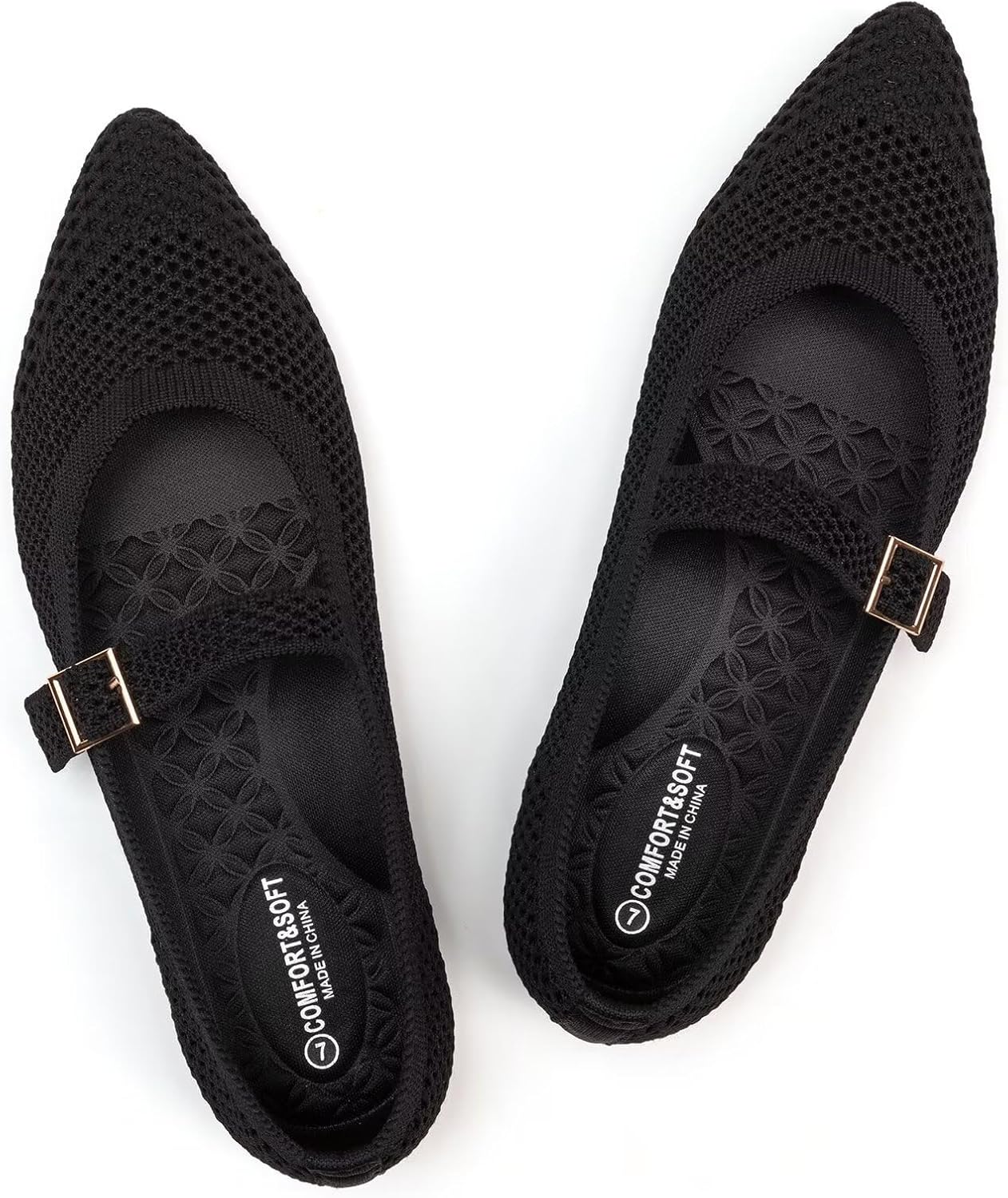 Lightweight Mesh Flats for Women with Adjustable Strap Comfort