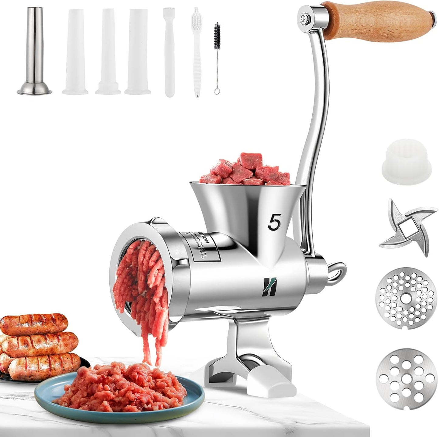 Huanyu Manual Meat Grinder - Heavy Duty Stainless Steel Design