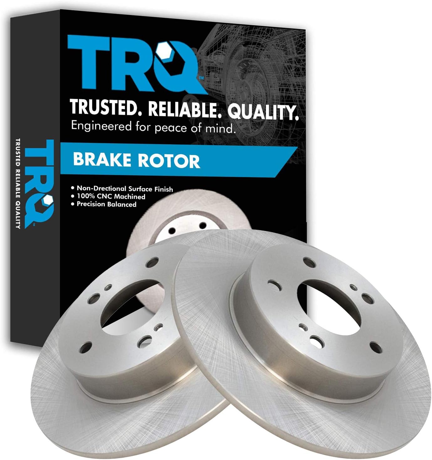 TRQ Rear Brake Rotors Set Solid for INFINITI and Nissan Models