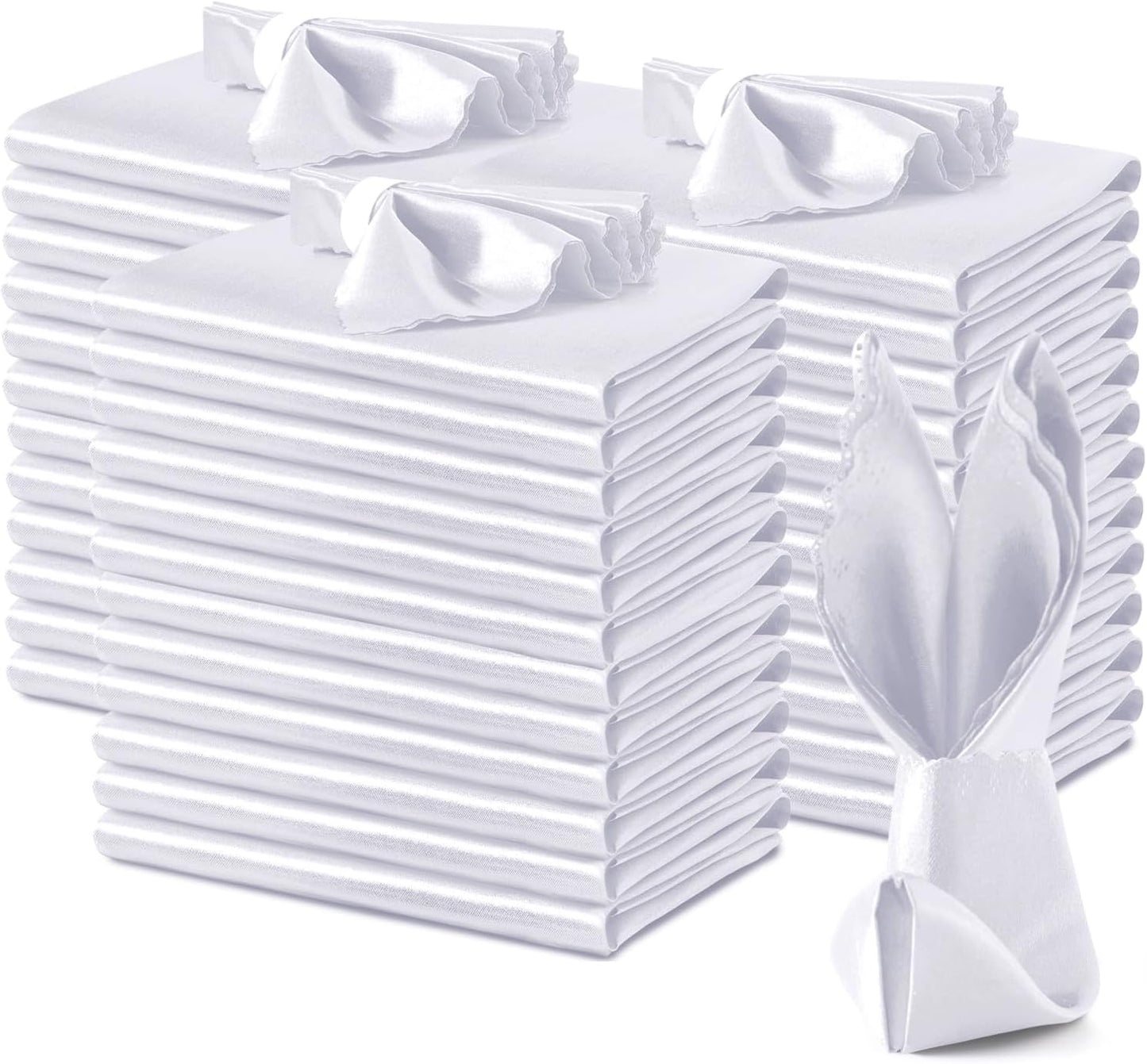 VACVELT 100 Pack White Satin Napkins for Elegant Events