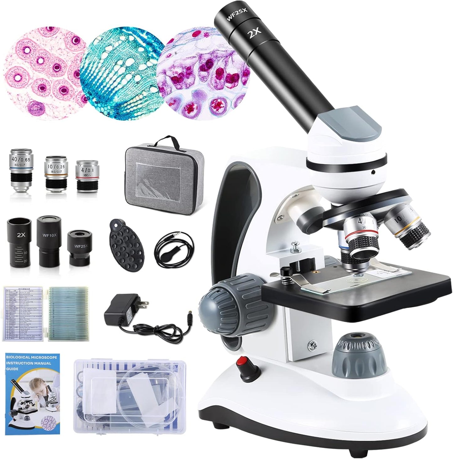 40X-2000X Microscopes for Kids and Adults with Accessories