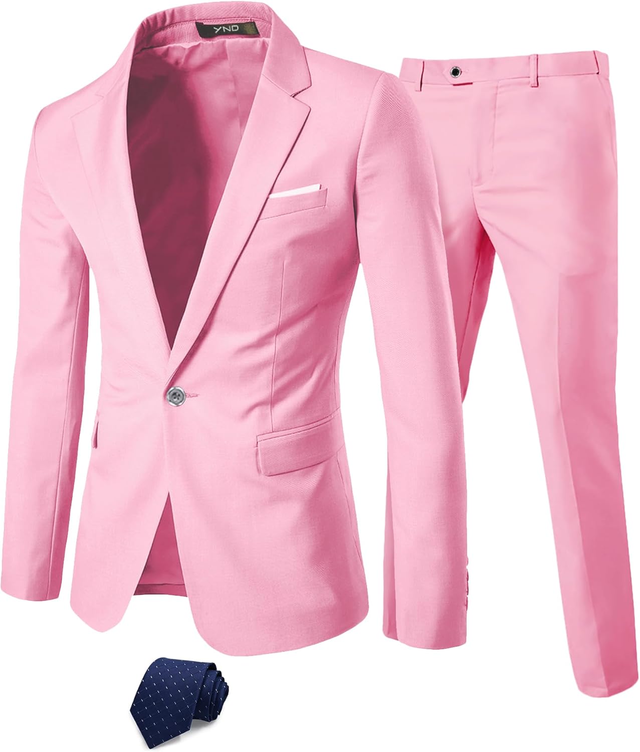 YND Men's 2 Piece Suit with Tie for Weddings and Business Events