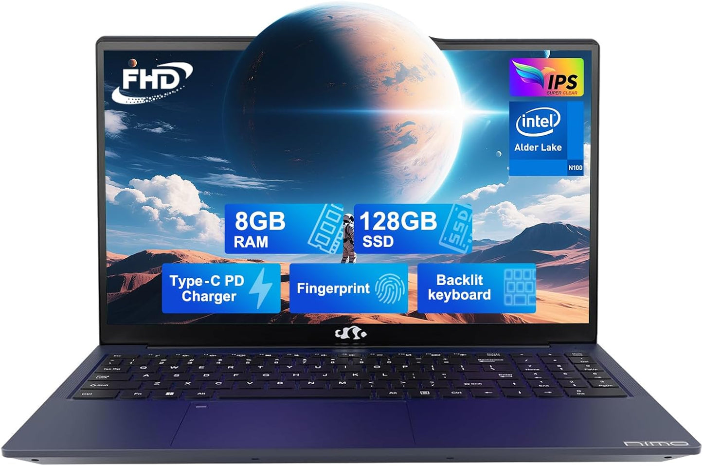 NIMO 15.6 FHD Laptop with Intel Pentium Quad Core and Backlit Keyboard
