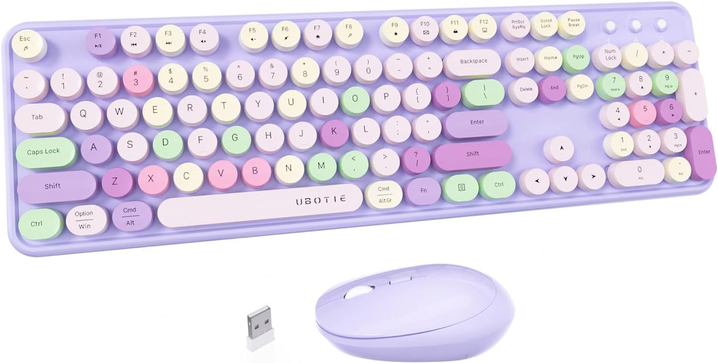 UBOTIE Wireless Keyboard Mouse Combo - Reliable 2.4GHz Connection!