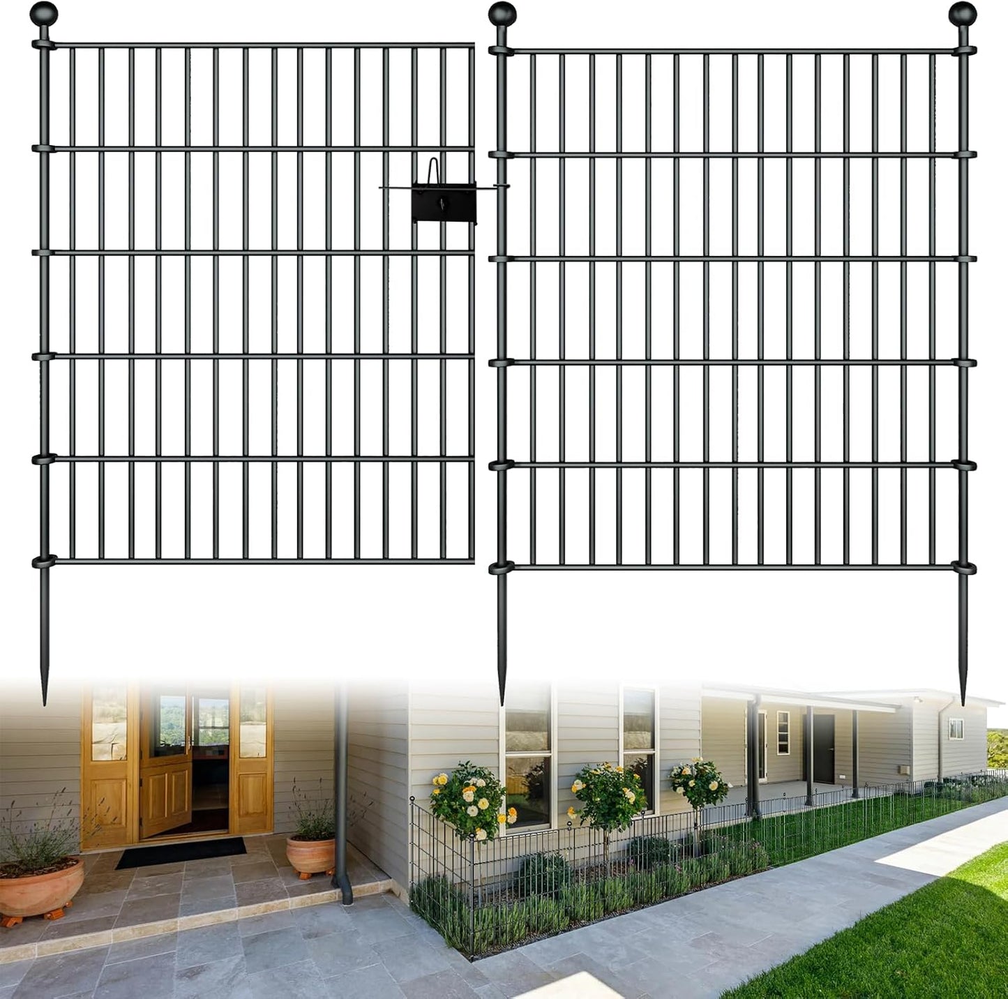 10 Panels Garden Fence Dog Fence Outdoor for Yard, 32in H