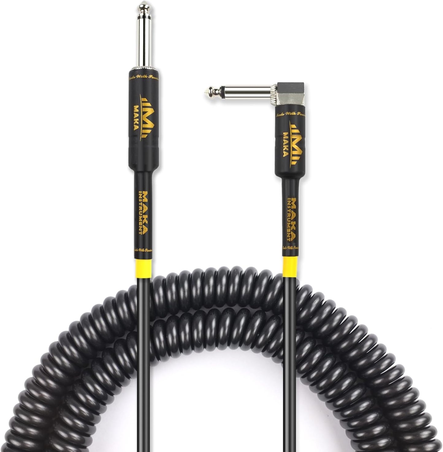 20ft Premium Coil Guitar Cable, Tangle-Free Curly Cord, Pearl Black