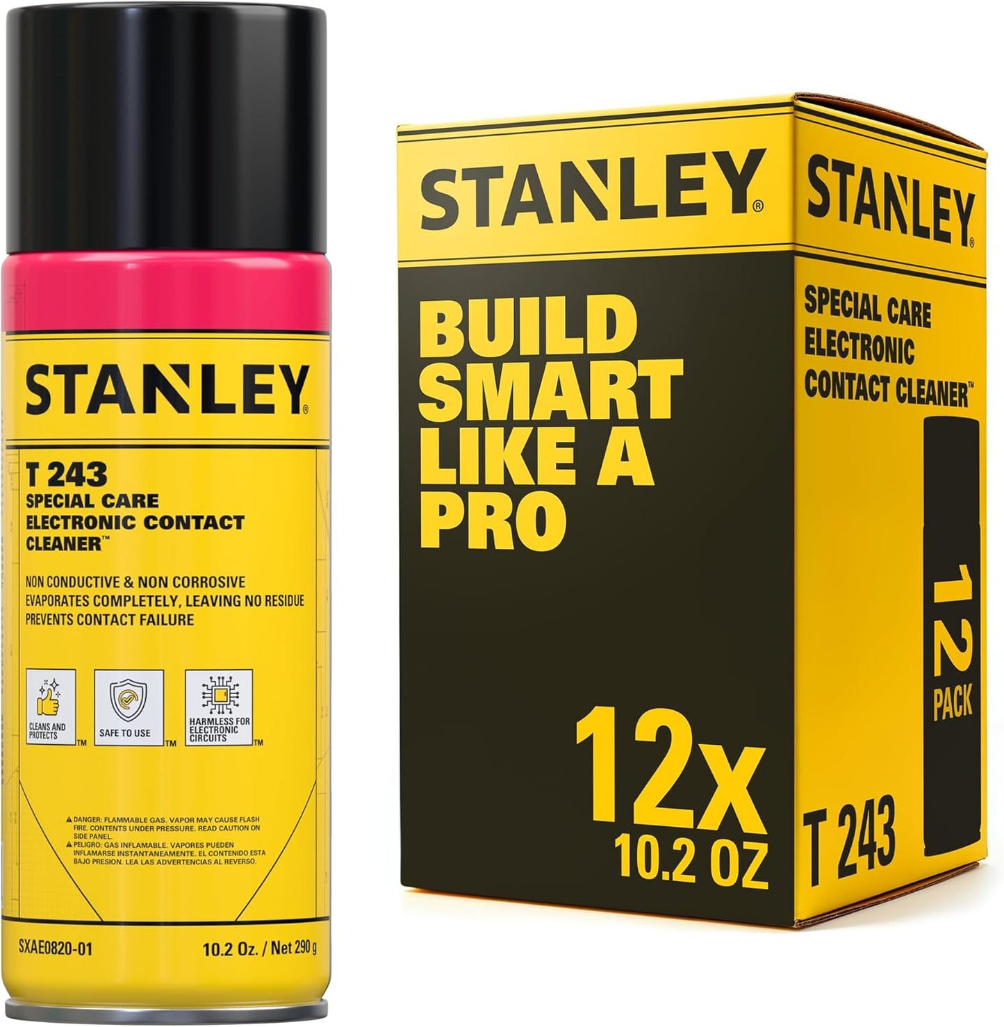 STANLEY T 243 Contact Cleaner Spray for Electronics 12 Pack