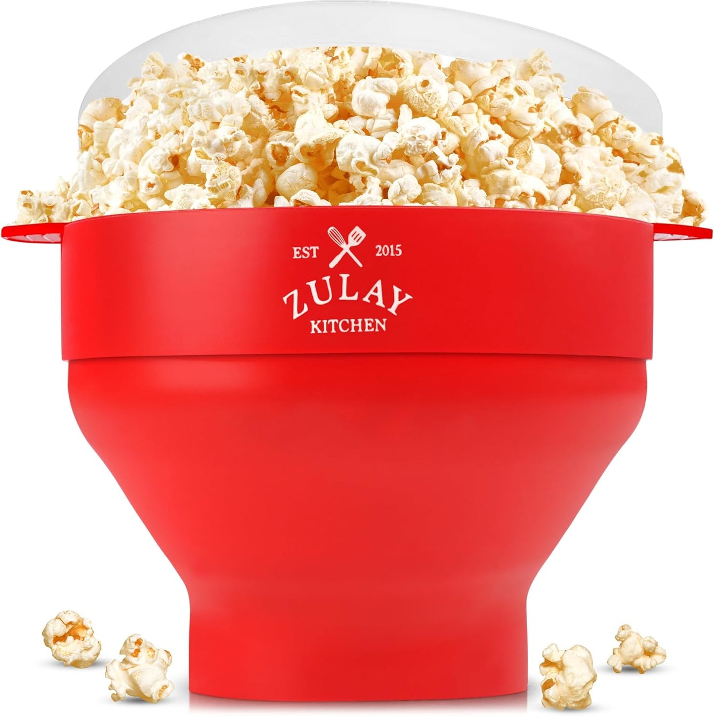 Zulay Red Silicone Popcorn Maker - Family Movie Night Essential