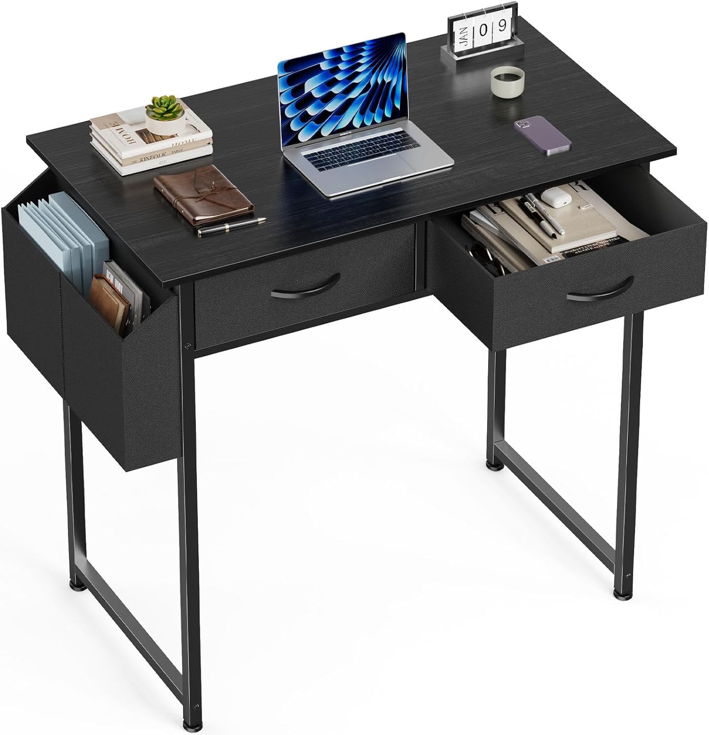 Modern 32 Computer Desk with Storage & Headphone Hook