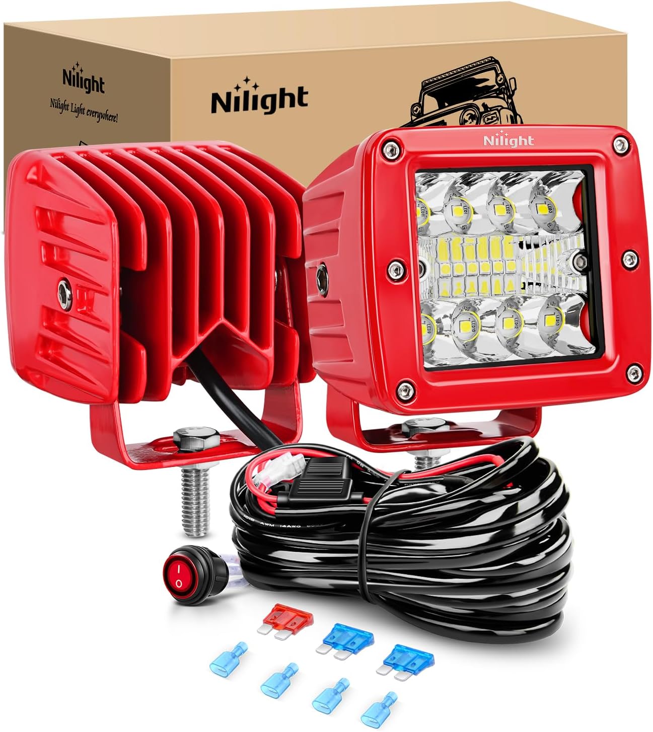Nilight LED Light Pods 42W 3 Inch Combo for Off-Road Vehicles