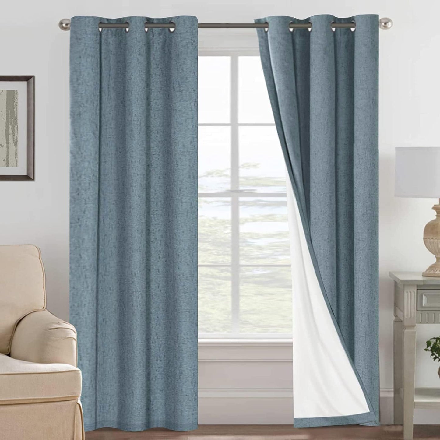 H.VERSAILTEX Primitive Linen Curtains 100% Blackout Drapes