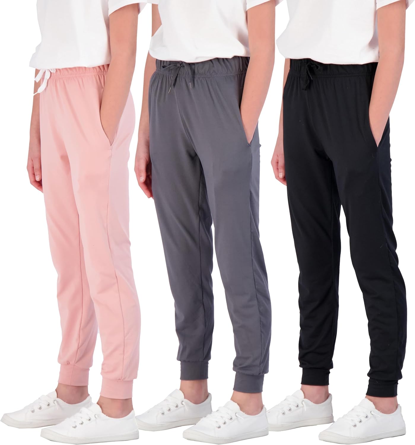 Real Essentials Girls' Lounge Joggers: Soft Athletic Sweatpants