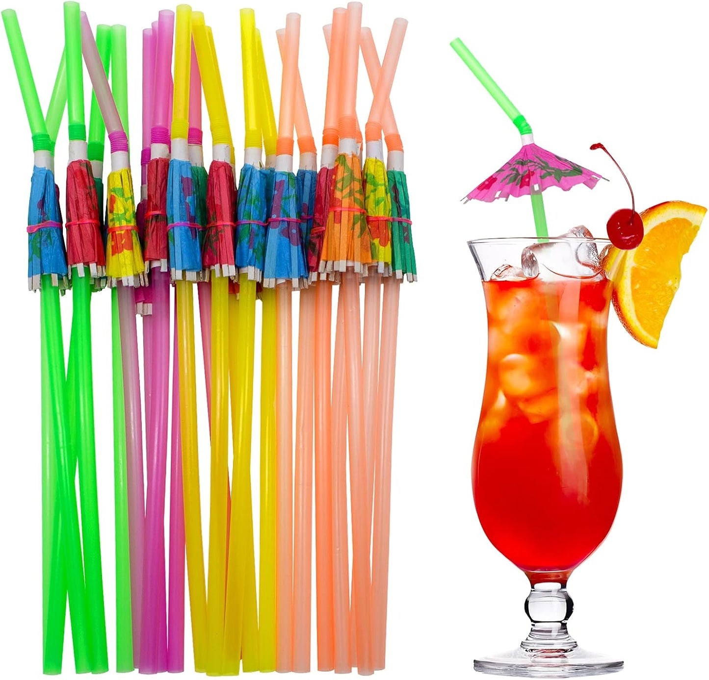 BLUE TOP 100pcs Mini Paper Umbrella Straws - Fun Cocktail Decor