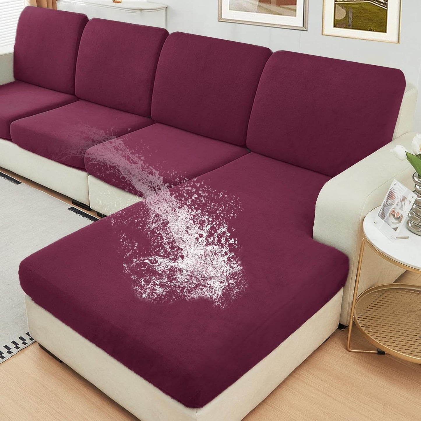 NAISI Waterproof Couch Cushion Covers for L-Shape Sectional Sofa