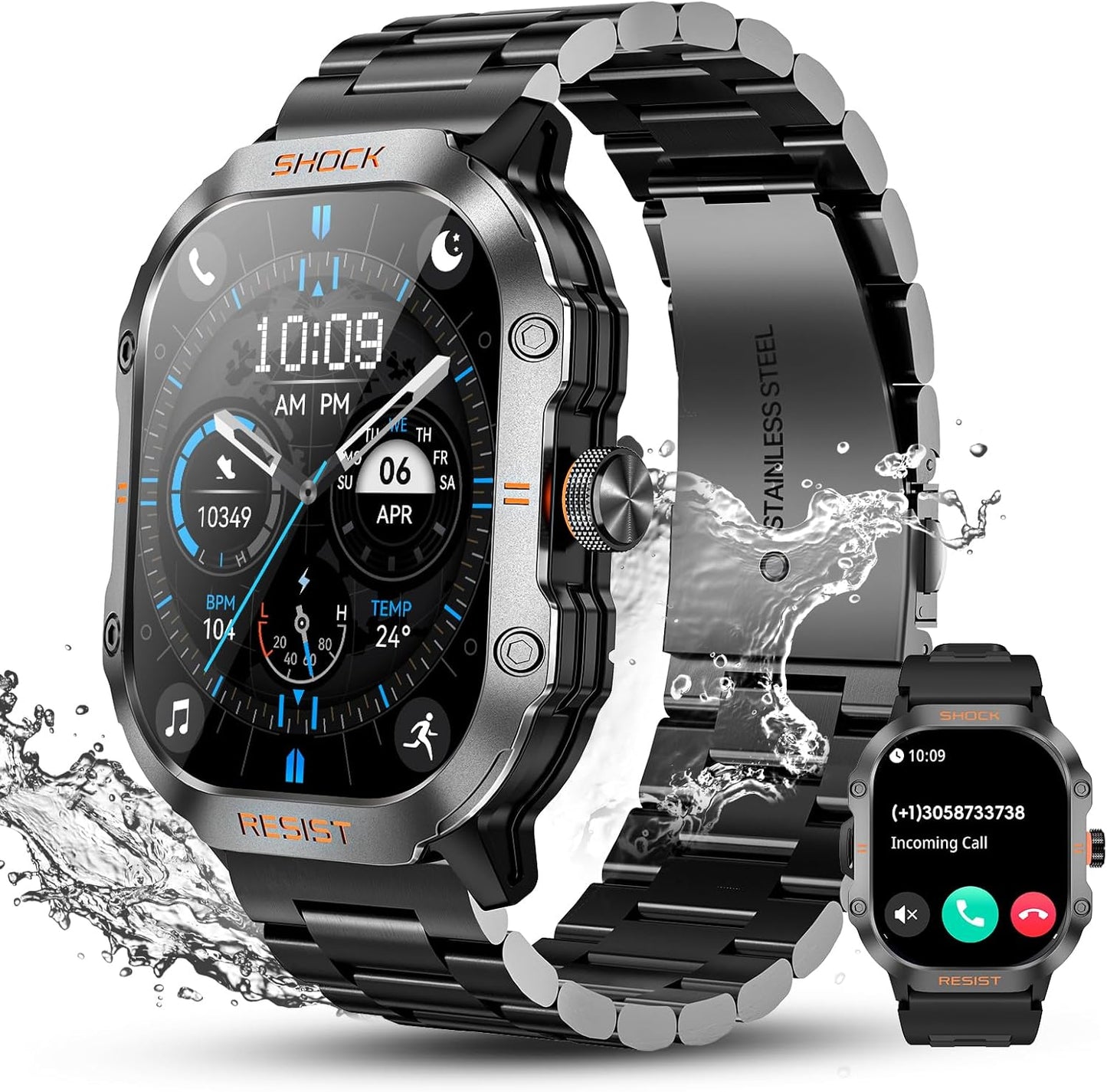 WalkerFit Military Smartwatch - Answer Calls, Waterproof, Health Monitor