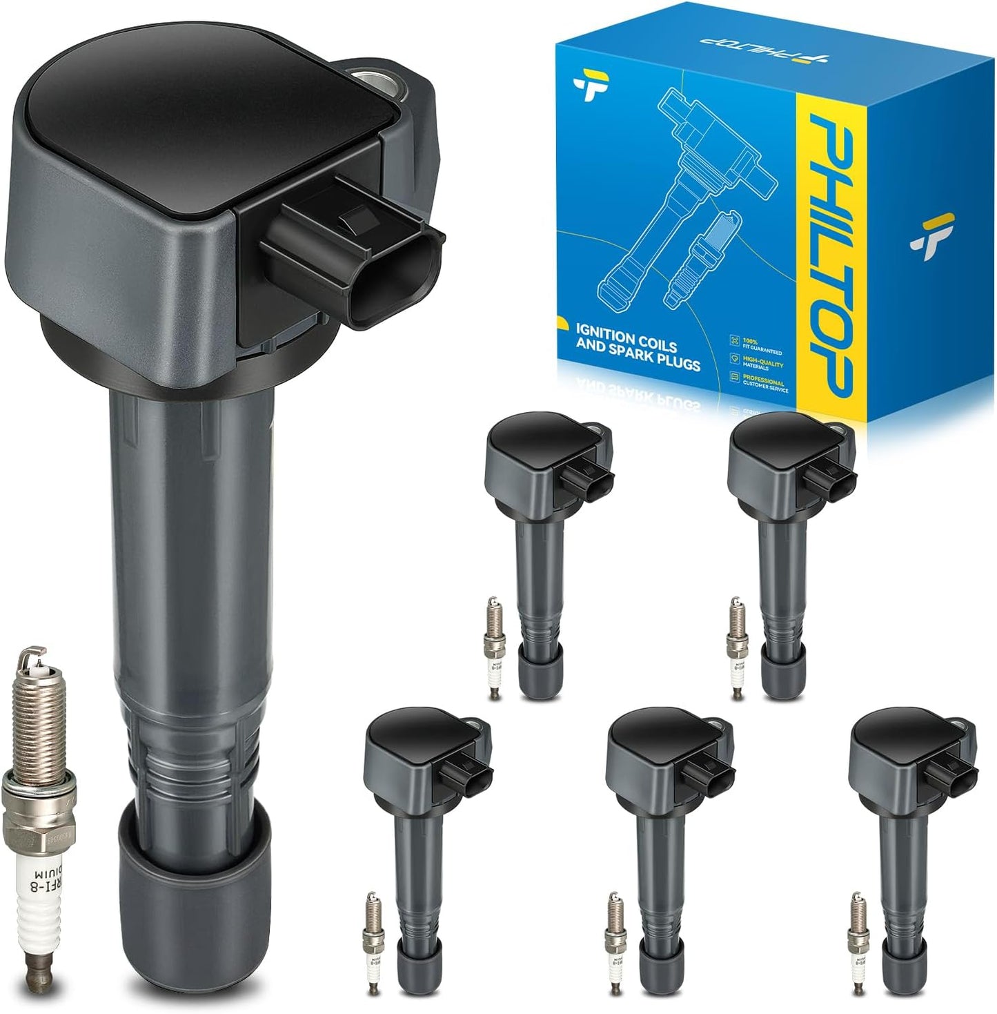 PHILTOP Ignition Coil Pack and Spark Plugs for Honda and Acura
