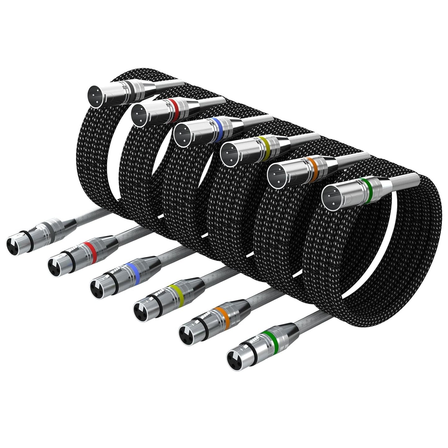 FIBBR XLR Cable 6-Pack 15ft for High Fidelity Sound Quality