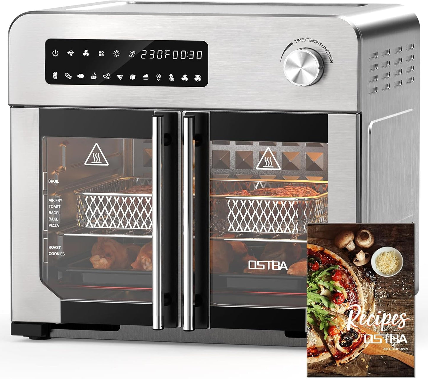 OSTBA French Door Air Fryer Toaster Oven Combo for Healthy Cooking