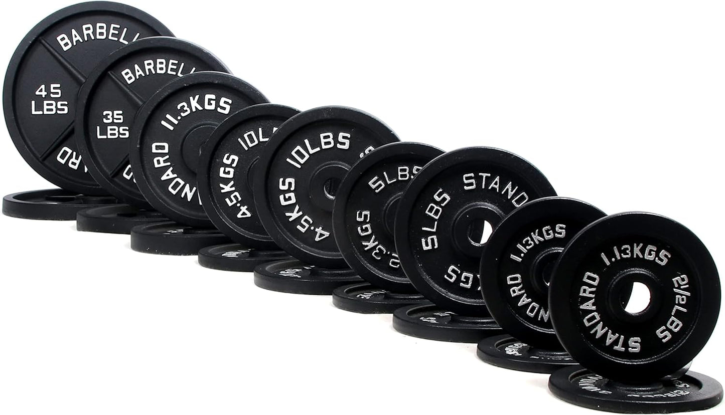 Signature Fitness Olympic 2-Inch Cast Iron Weight Plates Set