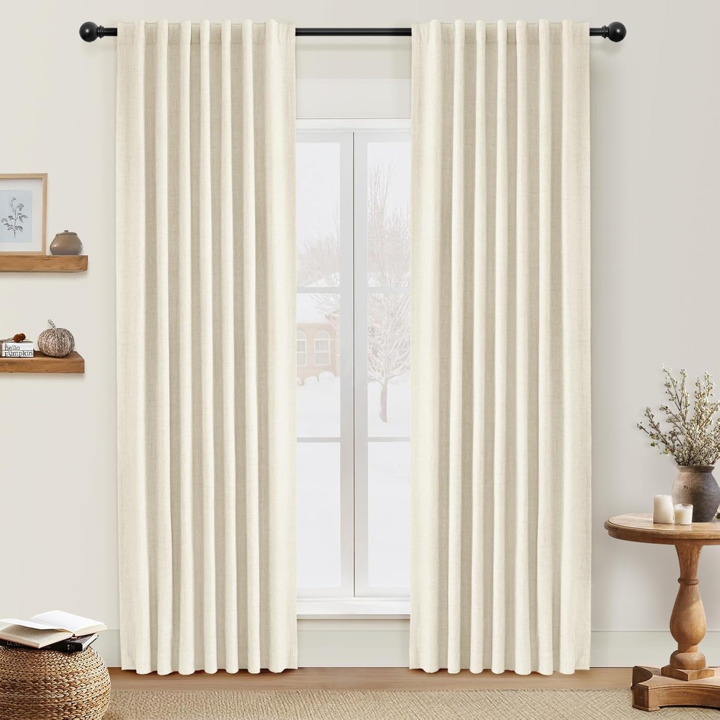 INOVADAY 100% Blackout Curtains for Bedroom - Light Cream 84in