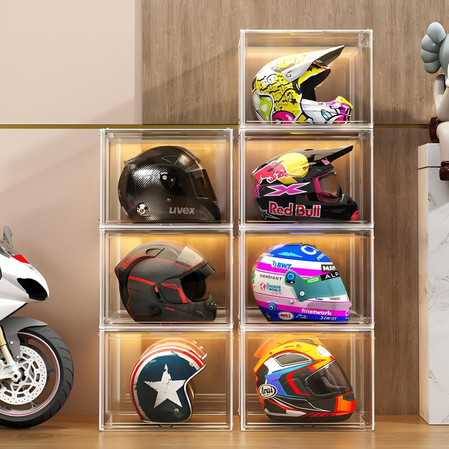 Clear Stackable Plastic Storage Bins for Organizing Collectibles
