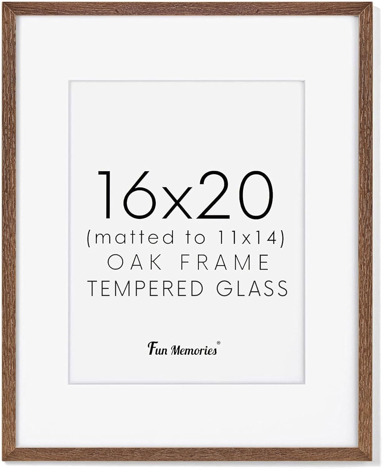 16x20 Picture Frame for Wall, Real Oak Wood Frame in Walnut