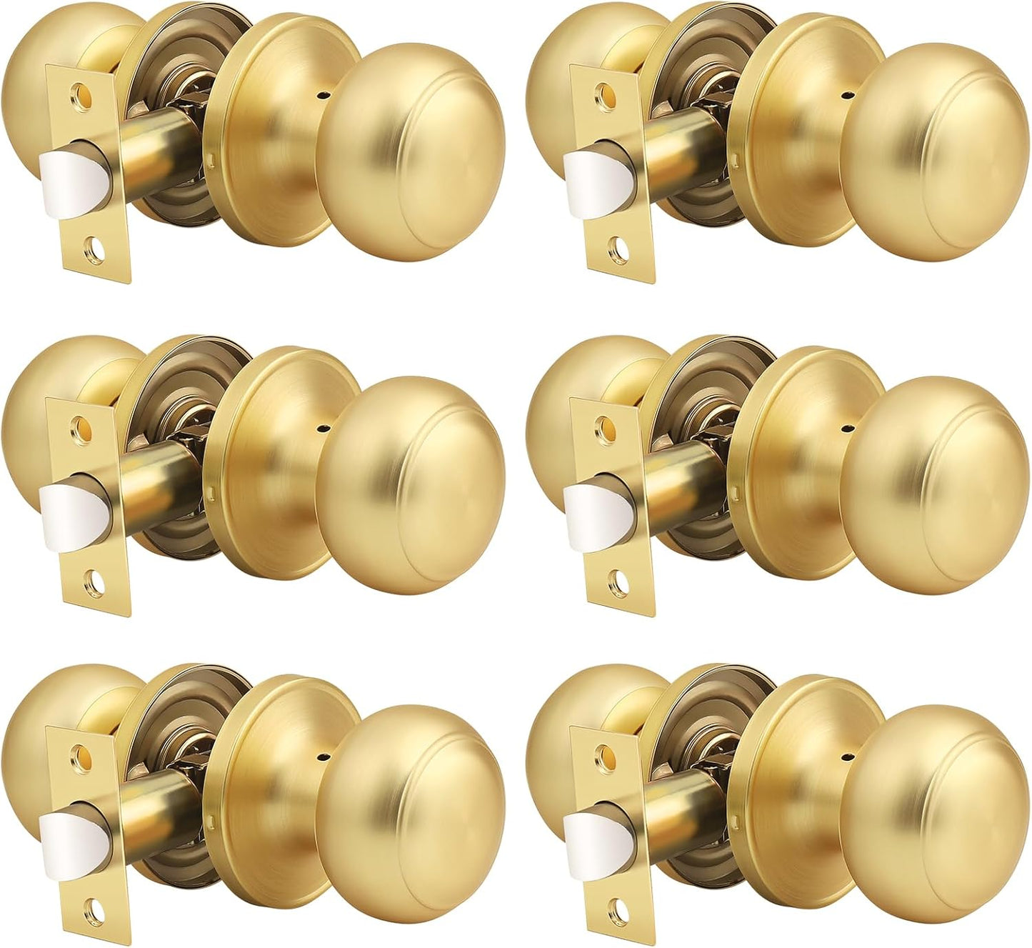 Probrico 6 Pack Gold Passage Door Knob for Hallway and Closet