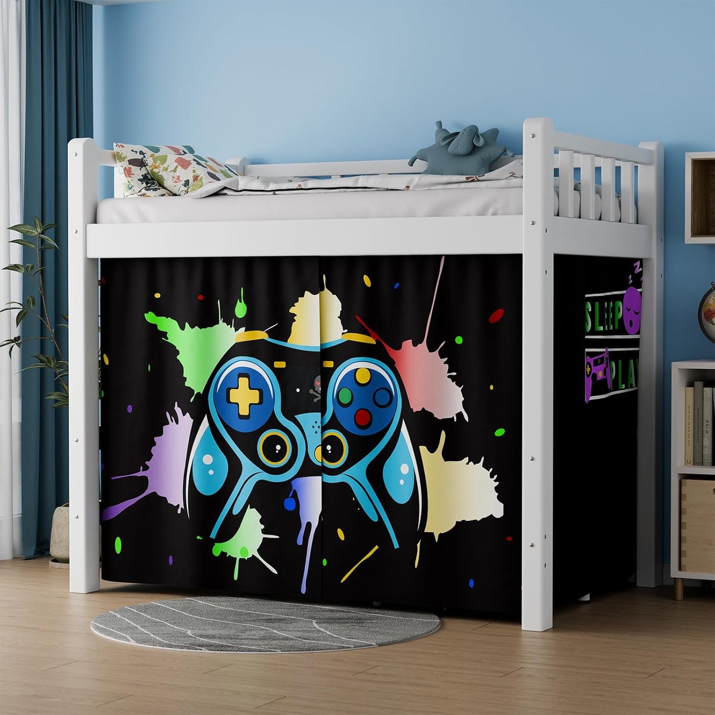 Customizable Bunk Bed Privacy Curtains - Game Machine Pattern, 2 Pack
