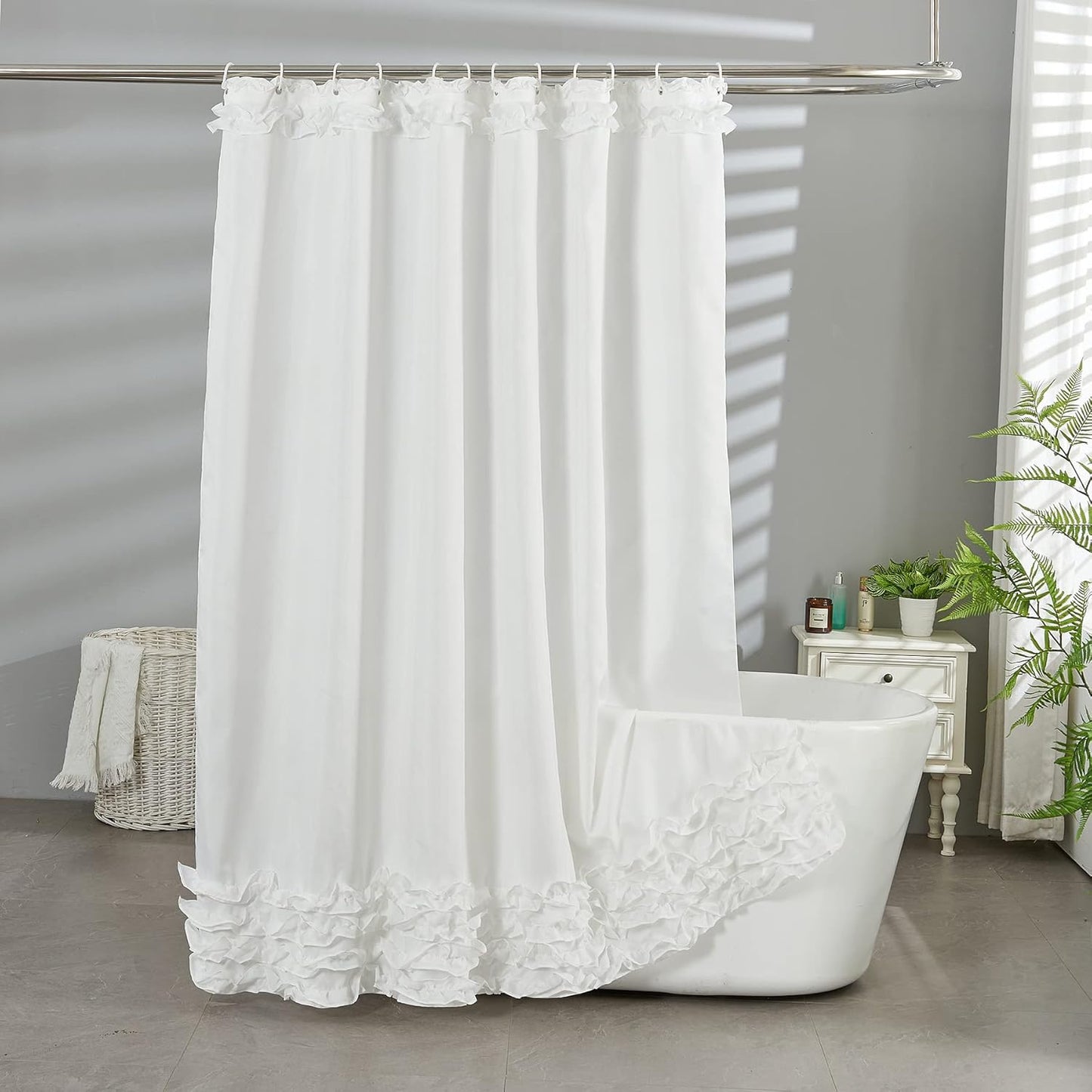 YINNAZI Luxury Waterproof Ruffle Shower Curtain - Hotel Quality, Machine Washable