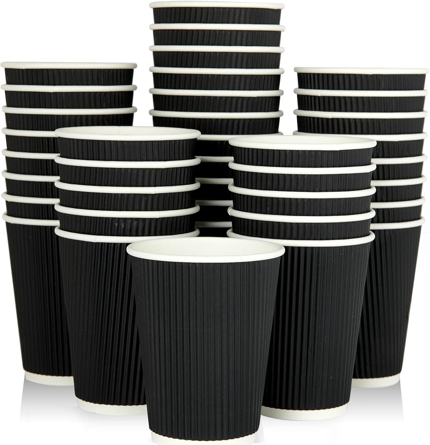 JollyPack 60-Pack 12 oz Black Ripple Hot Cups - Perfect for Any Occasion!