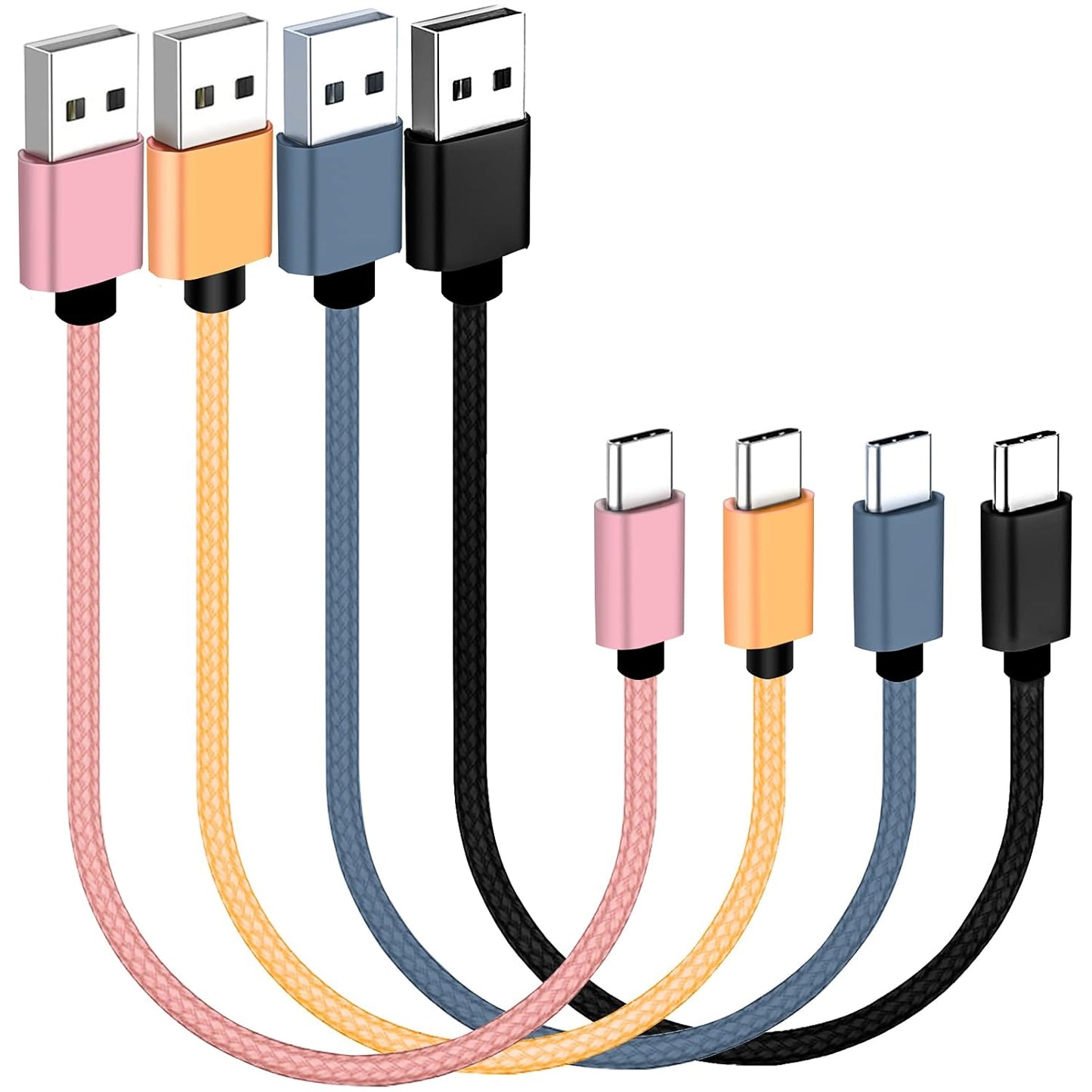 Fast Charge & Tangle-Free: 4-Pack 8in Type C Cables - SUMPK