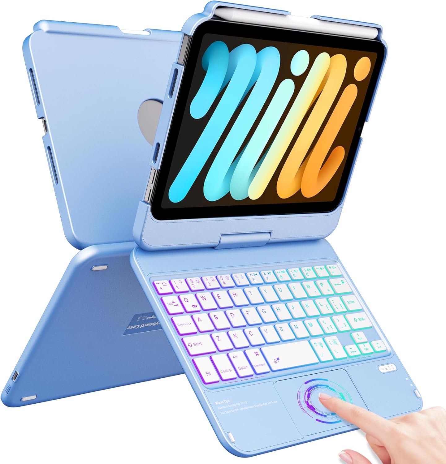 FUWANG Touchpad Keyboard Case for iPad Mini 7 & 6 with Backlit