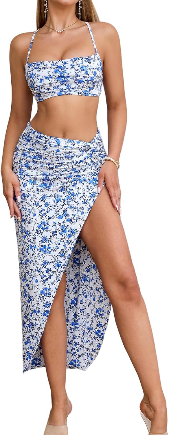 XinFSh Women's Two Piece Skirt Sets for Summer Beach Nights