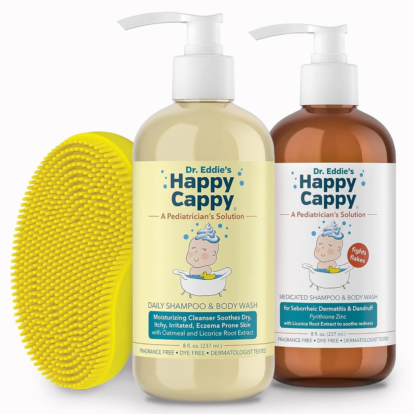 Happy Cappy Baby Dandruff Shampoo and Beanie Brush Bundle