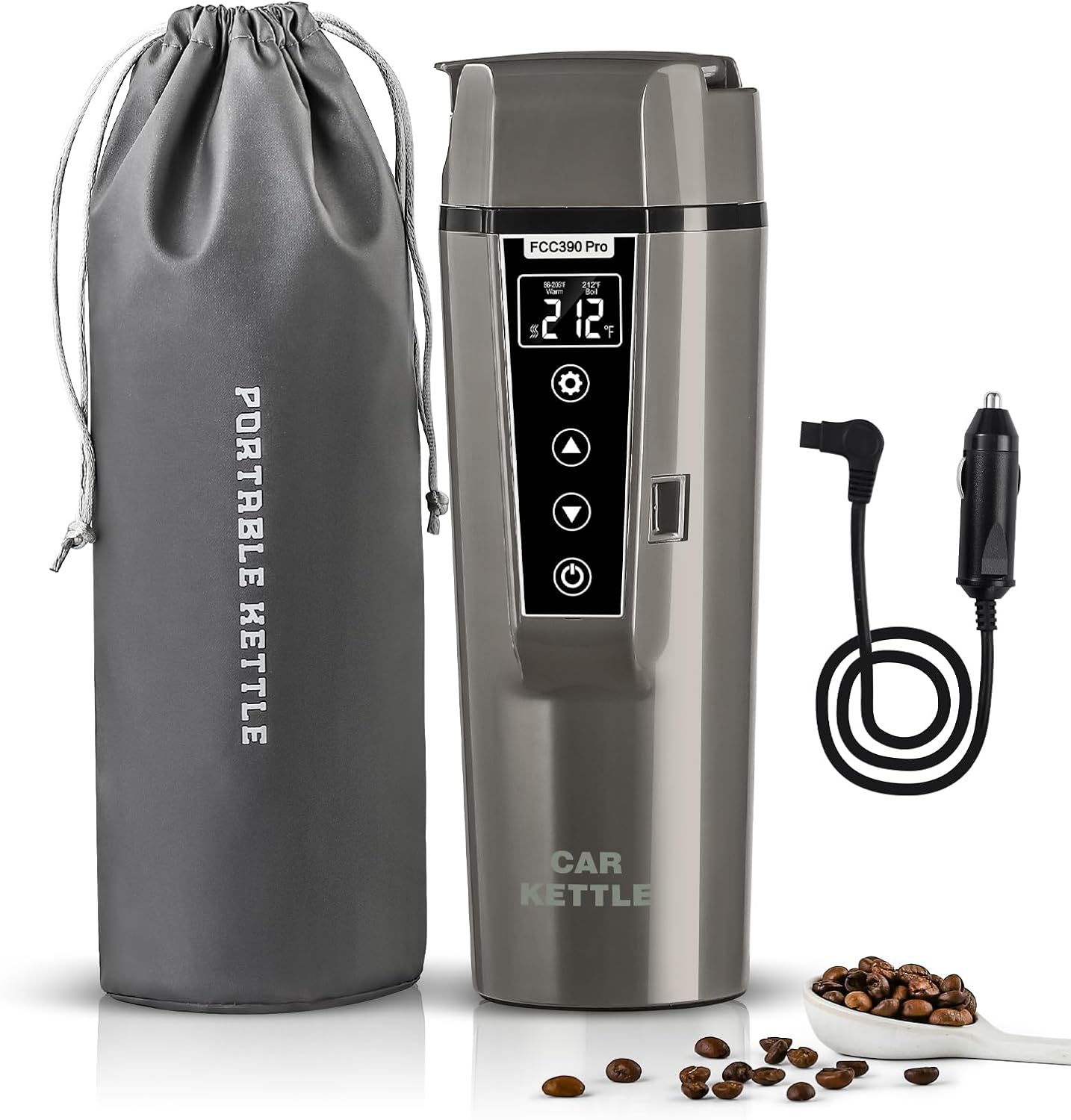 BLONGKY Portable Car Kettle: Heated Travel Mug - Precision Temp Control