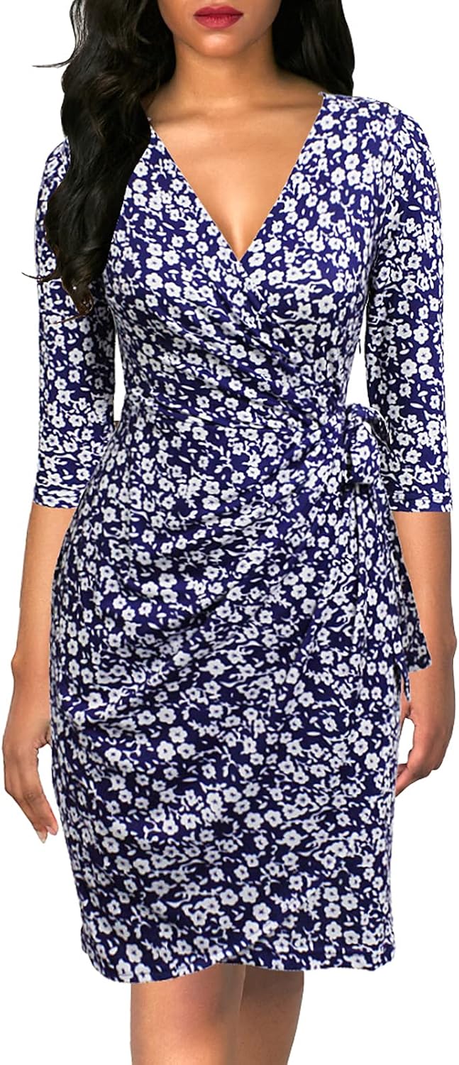 Berydress Women's Classic V Neck Sheath Casual Party Dress